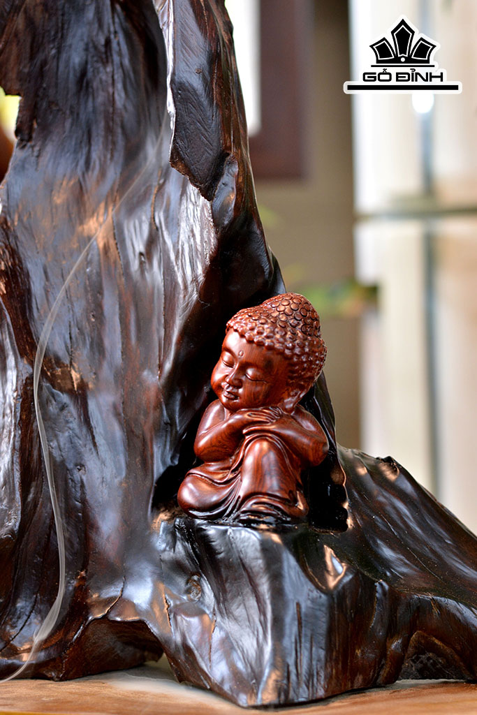 pTác Phẩm Phật Ngủ An Nhiên Gỗ Trắc Cao 48 Ngang 30 Sâu 12,6 (cm)