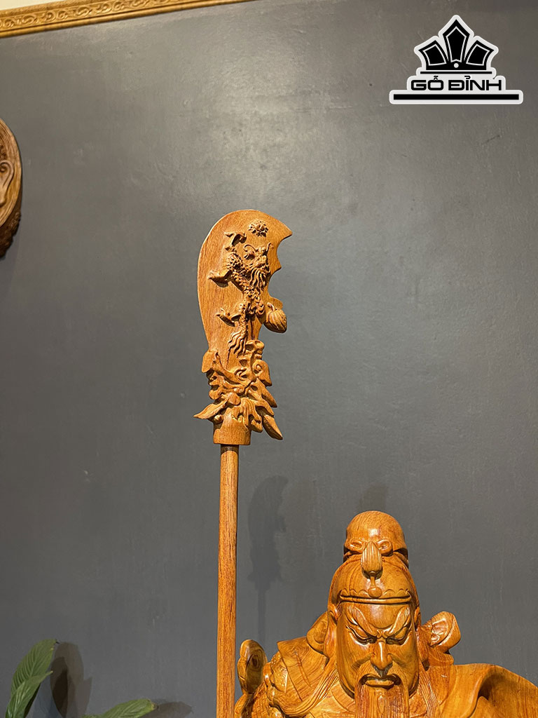 Tượng Quan Công Gỗ Hương Ngang 79 Cao 30 Sâu 20 Cao Cả Kỷ 102 (cm)