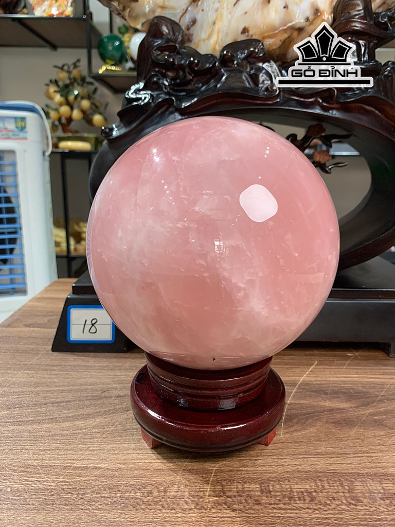 Bi Cầu Đá Thạch Anh Hồng Cao Đường Kính 16 (cm) 6,5kg