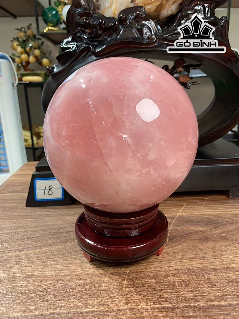 Bi Cầu Đá Thạch Anh Hồng Cao Đường Kính 16 (cm) 6,5kg