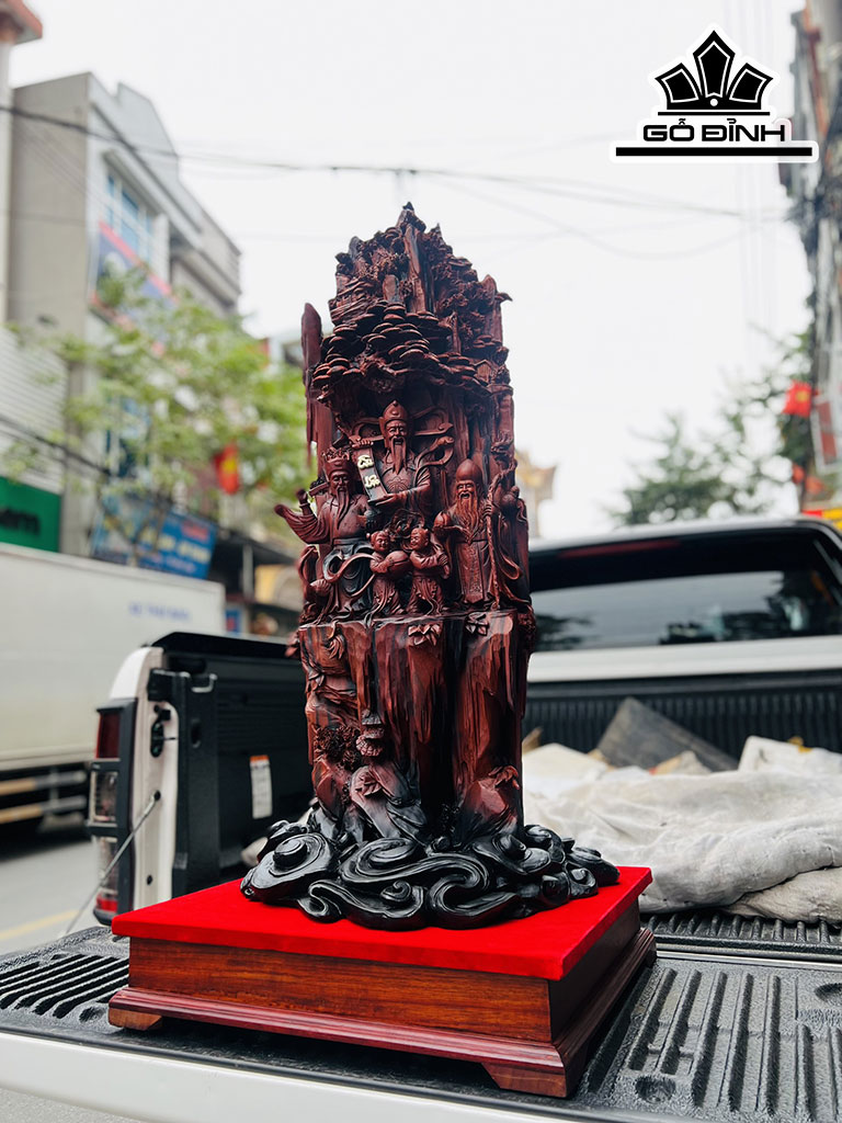 Tượng Phúc Lộc Thọ (Tam Đa) Gỗ Trắc Cao 115 Ngang 50 Sâu 40 (cm)