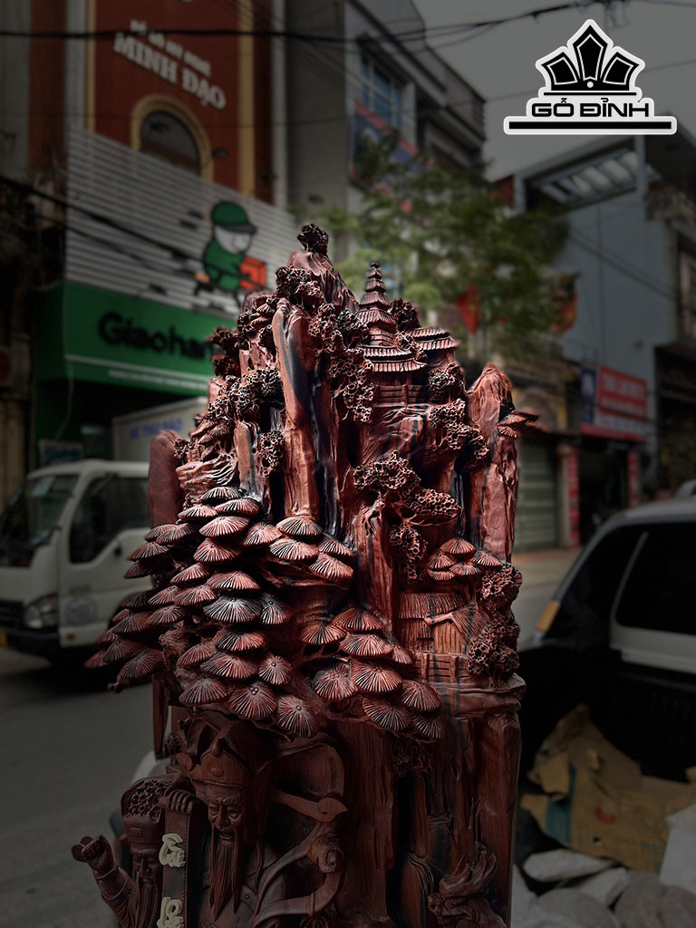 Tượng Phúc Lộc Thọ (Tam Đa) Gỗ Trắc Cao 115 Ngang 50 Sâu 40 (cm)