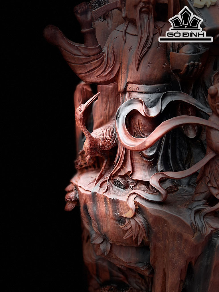 Tượng Phúc Lộc Thọ (Tam Đa) Gỗ Trắc Cao 115 Ngang 50 Sâu 40 (cm)