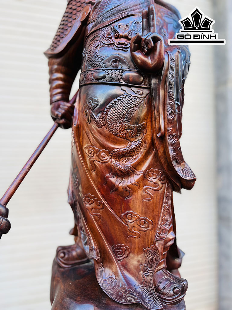 Tượng Quan Công Gỗ Trắc Cao 28 Ngang 26 Sâu 86 (cm)