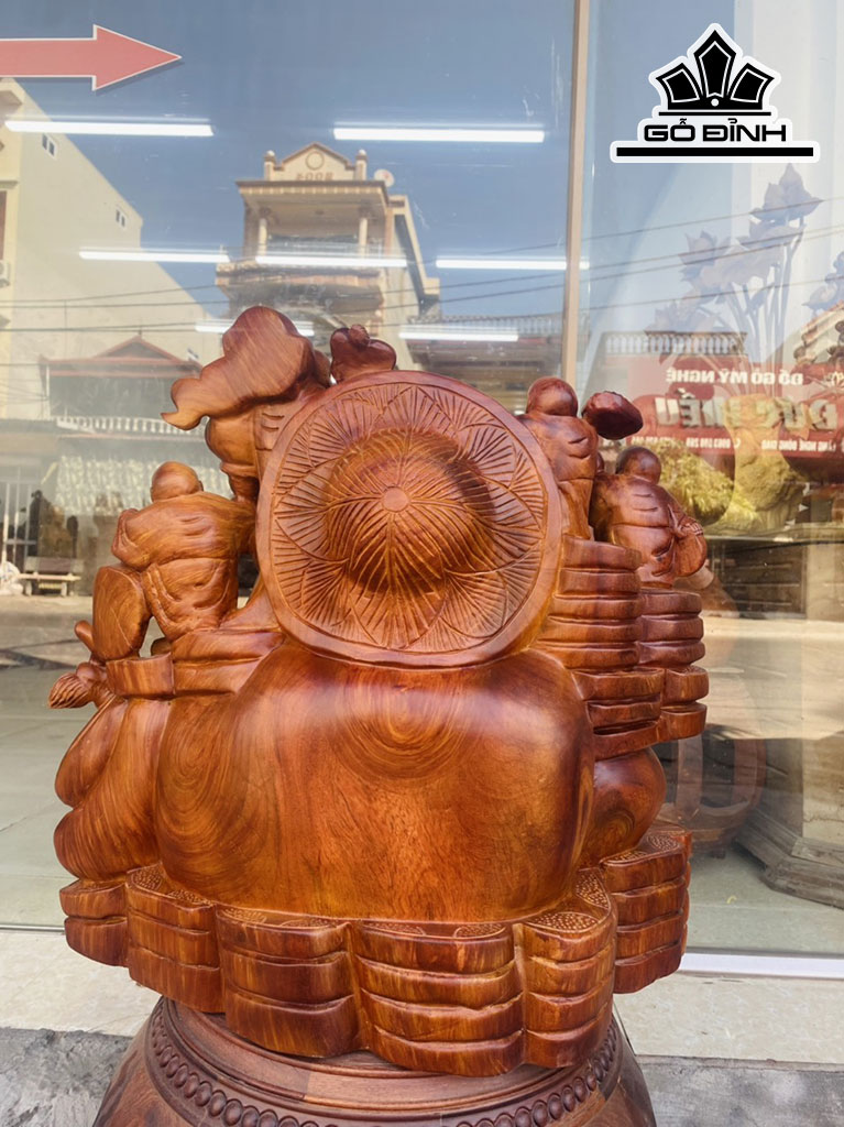 Tượng Phật Di Lặc Ngũ Phúc Gỗ Hương Cao 46 Ngang 48 Sâu 33 (cm)