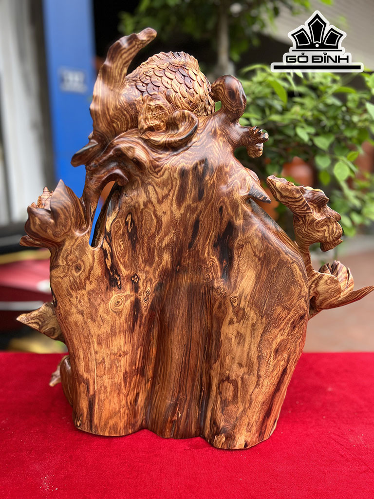 Tượng Con Cá Gỗ Cẩm Cao 48 Ngang 46 Sâu 27 (cm)