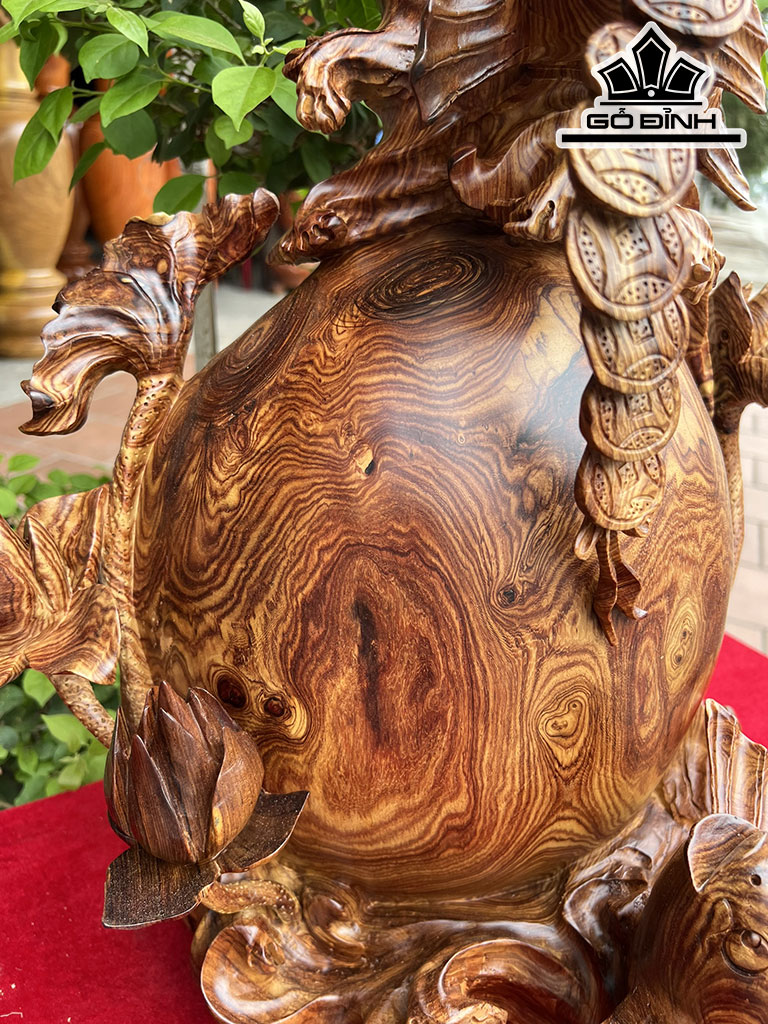 Tượng Con Cá Gỗ Cẩm Cao 48 Ngang 46 Sâu 27 (cm)