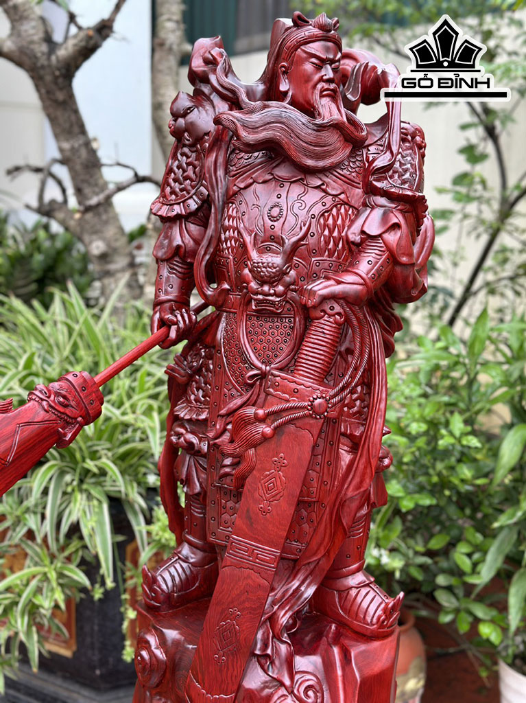 Tượng Quan Công Gỗ Tử Đàn Cao 105 Ngang 33 Sâu 33 (cm)