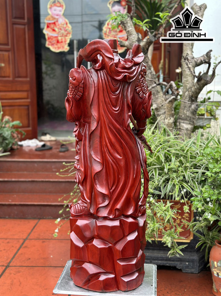 Tượng Quan Công Gỗ Tử Đàn Cao 105 Ngang 33 Sâu 33 (cm)
