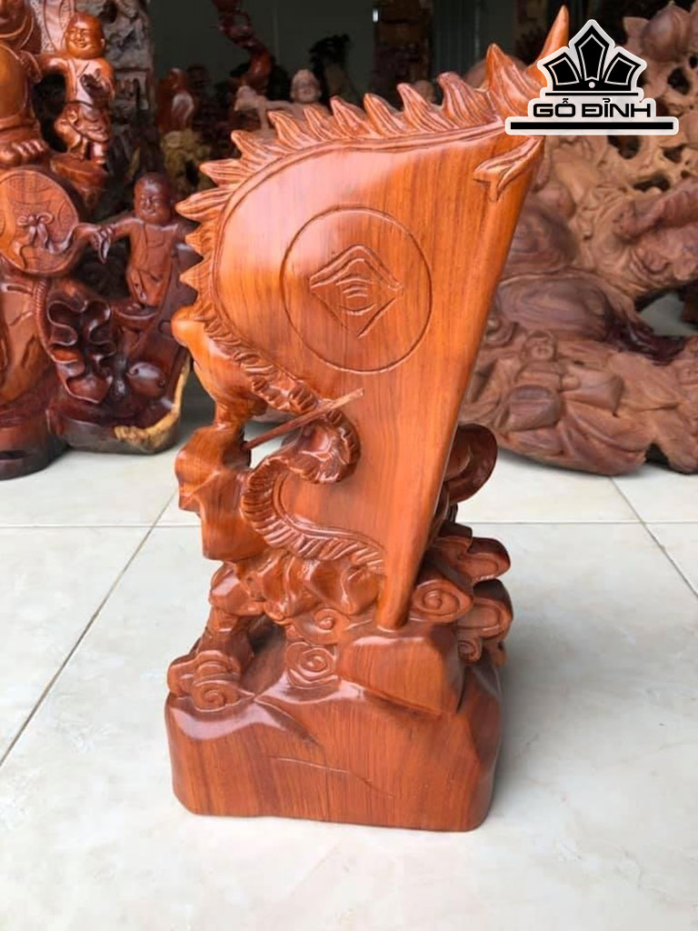 Tượng Quan Công Gỗ Hương Cao 30 Ngang 15 Sâu 11 (cm)