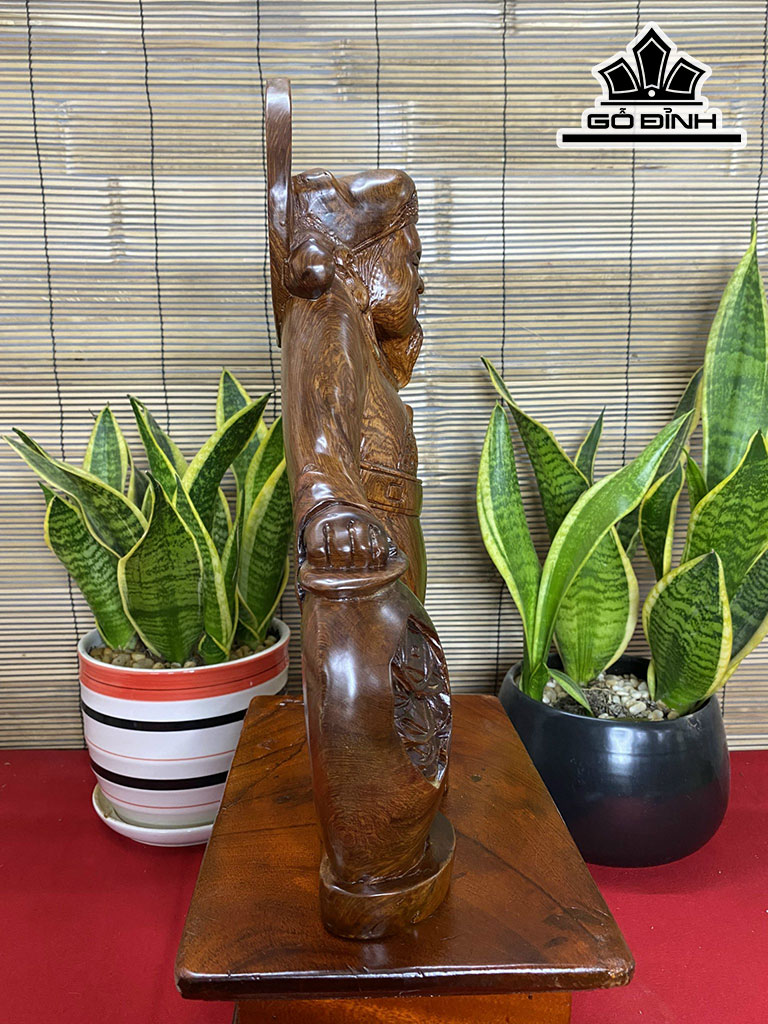 Tượng Thần Tài Gỗ Hương Cao 52 Ngang 28 Sâu 18 (cm)