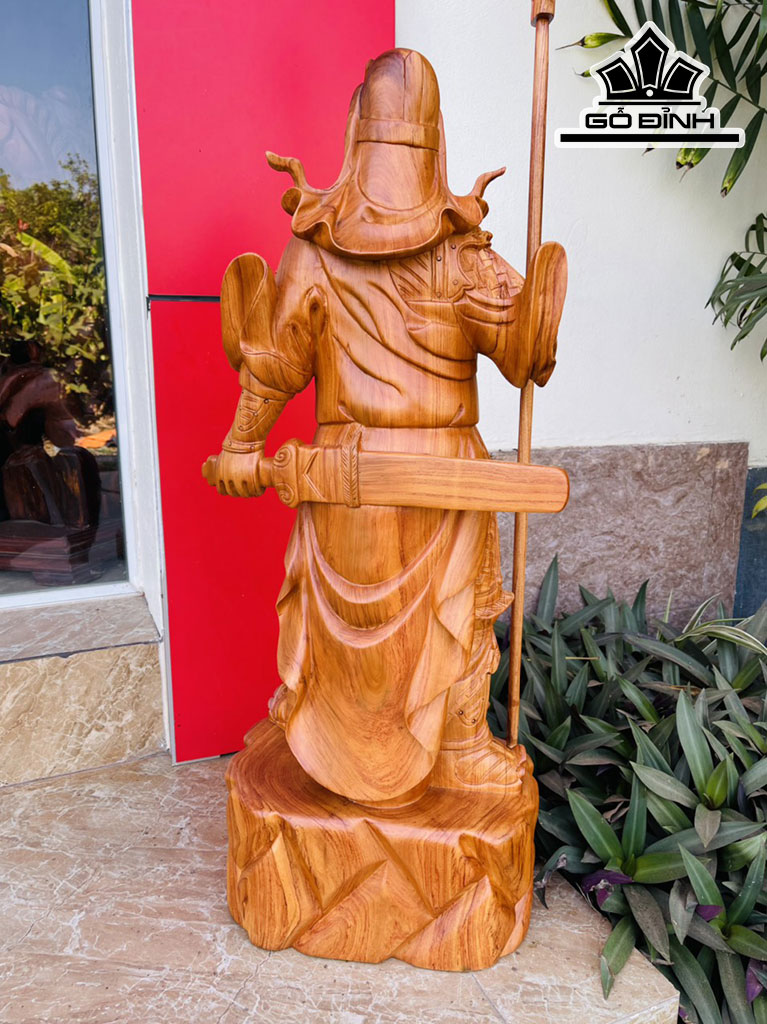 Tượng Quan Công Gỗ Hương Cao 80 Ngang 30 Sâu 21 (cm)