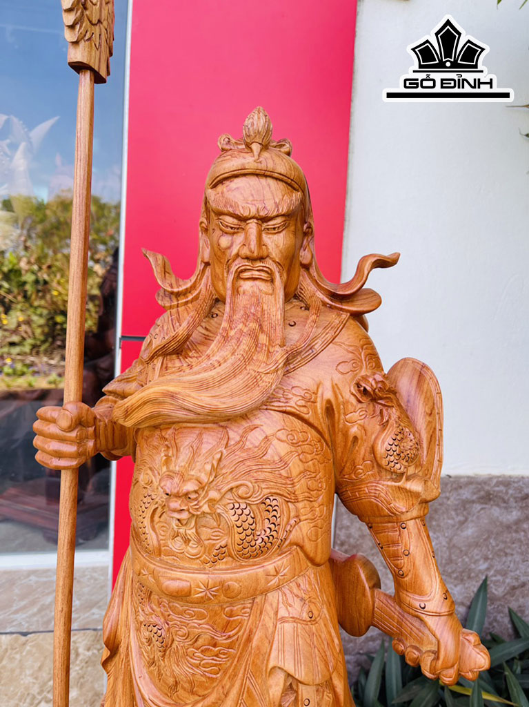Tượng Quan Công Gỗ Hương Cao 80 Ngang 30 Sâu 21 (cm)