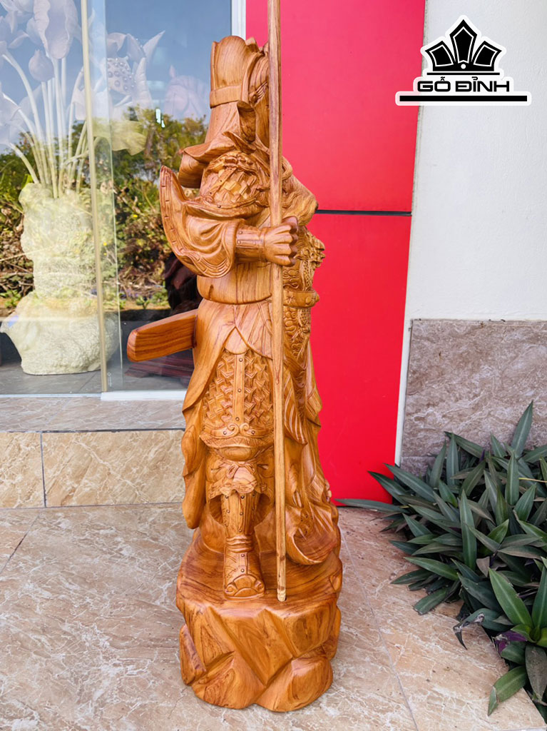 Tượng Quan Công Gỗ Hương Cao 80 Ngang 30 Sâu 21 (cm)