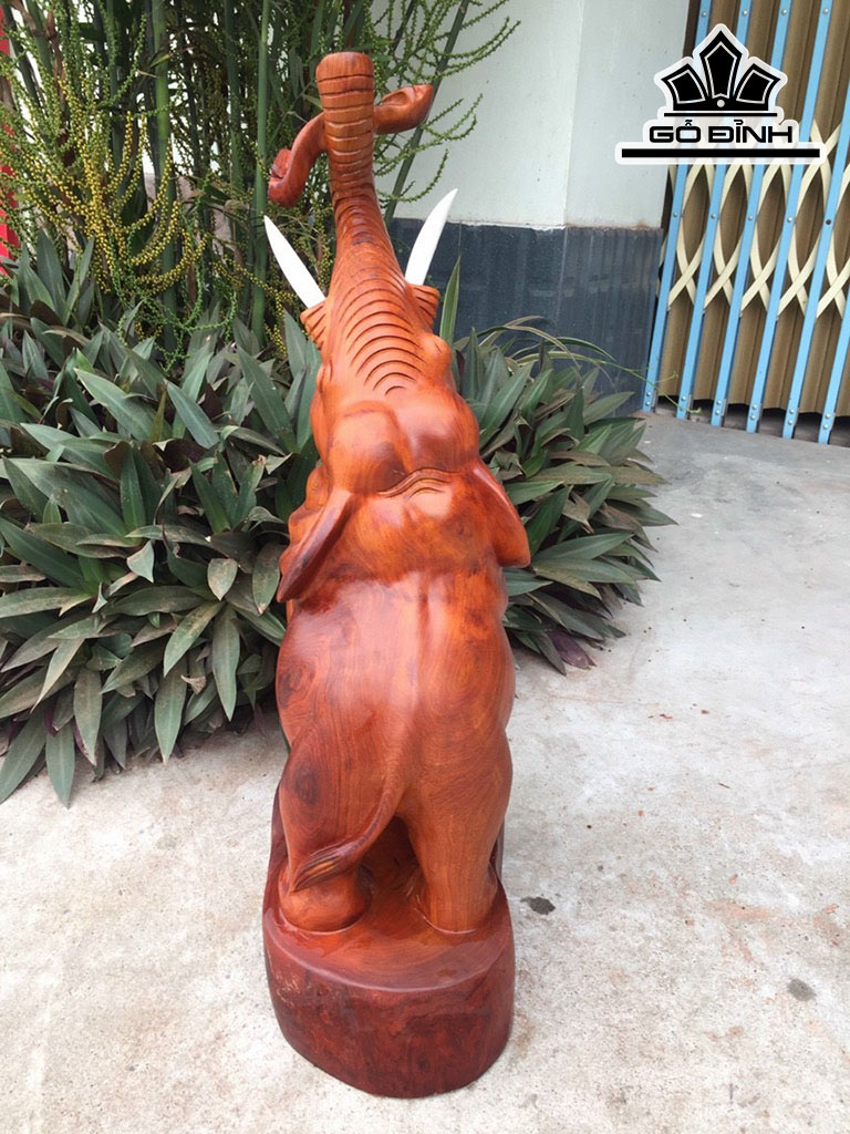 Tượng Voi Gỗ Hương Cao 65 Ngang 31 Sâu 20 (cm)