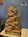 Tượng Nhất Long Nhả Ngọc Gỗ Ngọc Am Cao 85 Ngang 53 Sâu 20 (cm)