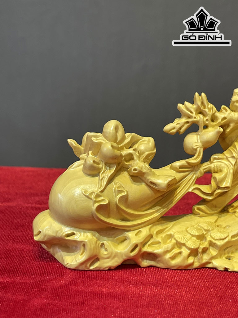 Tượng Phật Di Lặc Gỗ Hoàng Dương Ngang 14 Cao 7 Sâu 4 (cm)
