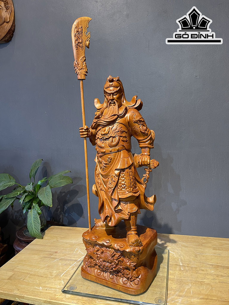Tượng Quan Công Gỗ Hương Cao 80 Ngang 30 Sâu 20 (cm)