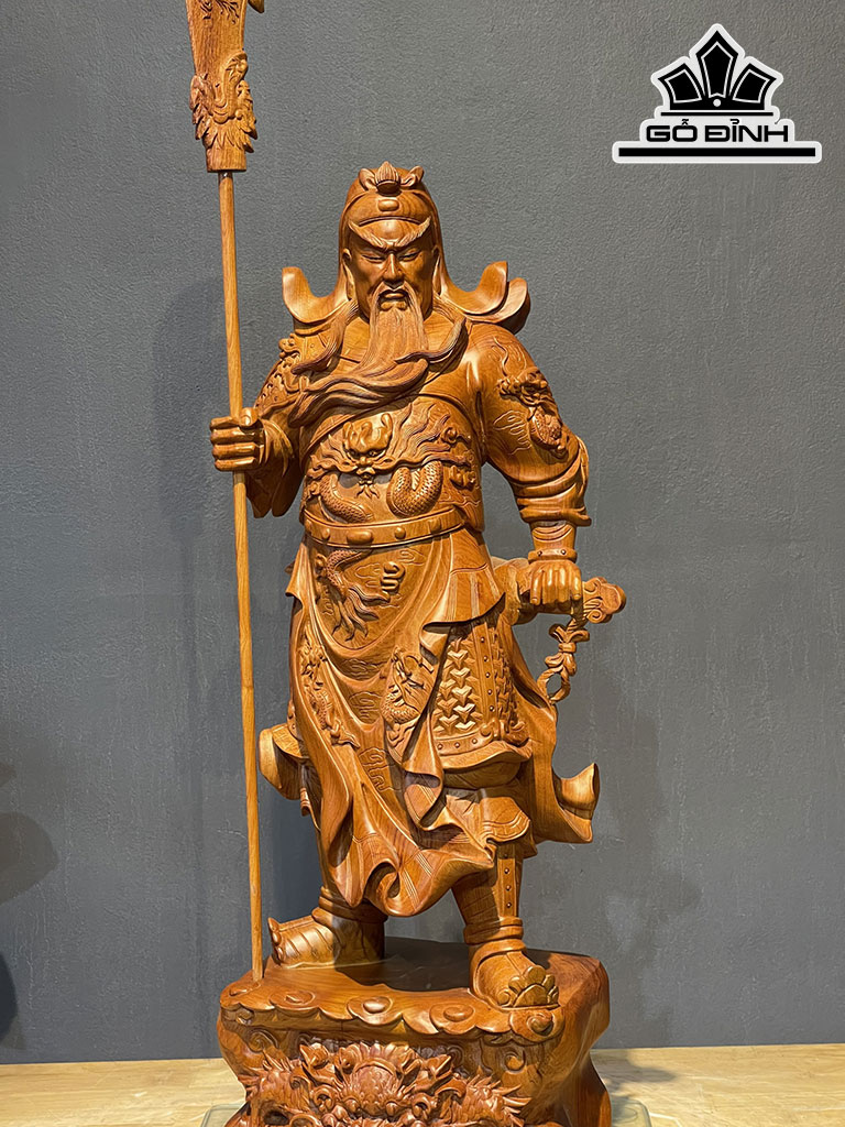 Tượng Quan Công Gỗ Hương Cao 80 Ngang 30 Sâu 20 (cm)