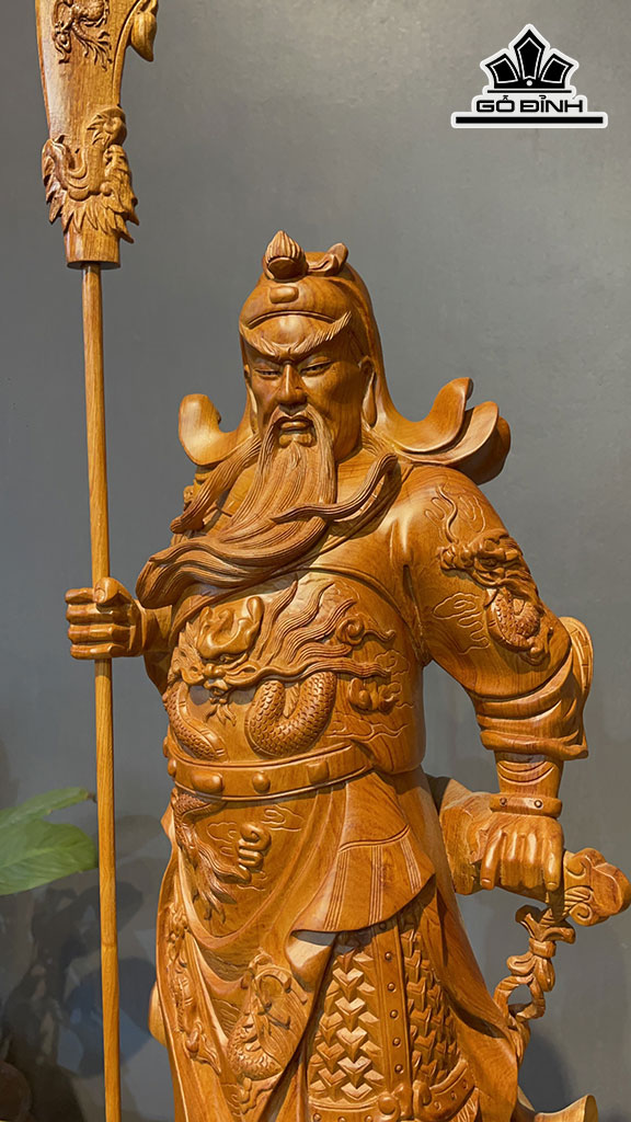 Tượng Quan Công Gỗ Hương Cao 80 Ngang 30 Sâu 20 (cm)