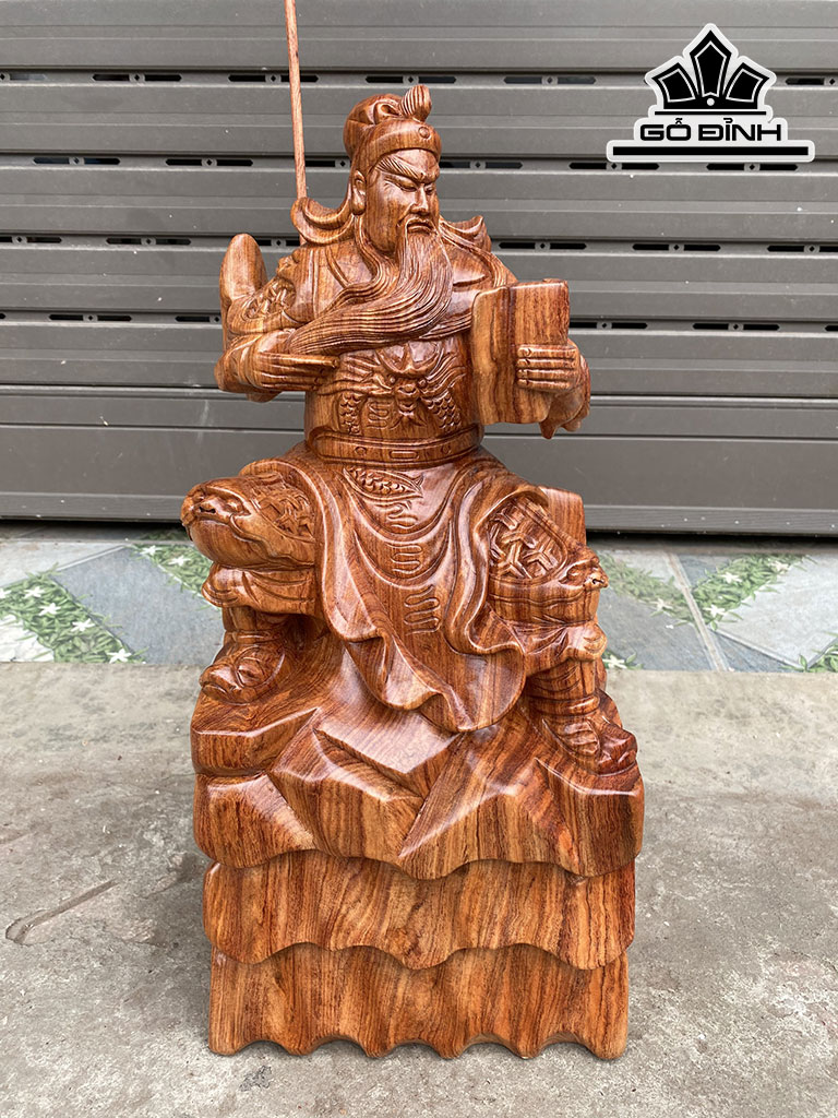 Tượng Quan Công Gỗ Hương Cao 48 Ngang 22,5 Sâu 17,5 (cm)