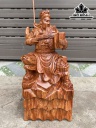 Tượng Quan Công Gỗ Hương Cao 48 Ngang 22,5 Sâu 17,5 (cm)