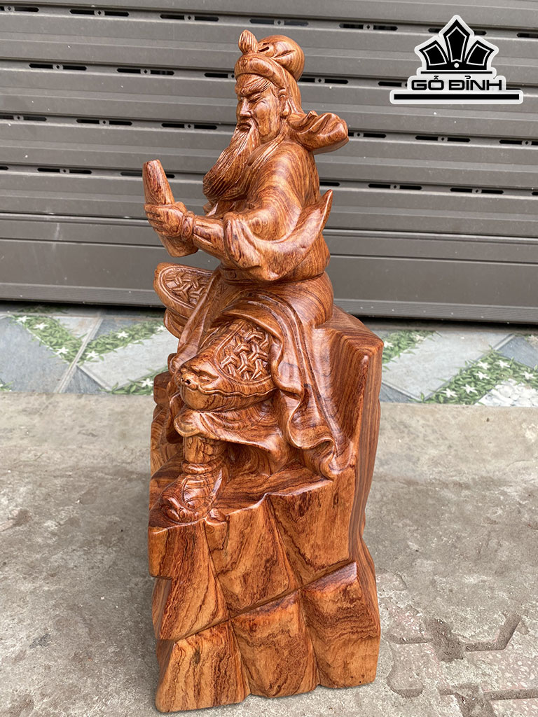 Tượng Quan Công Gỗ Hương Cao 48 Ngang 22,5 Sâu 17,5 (cm)