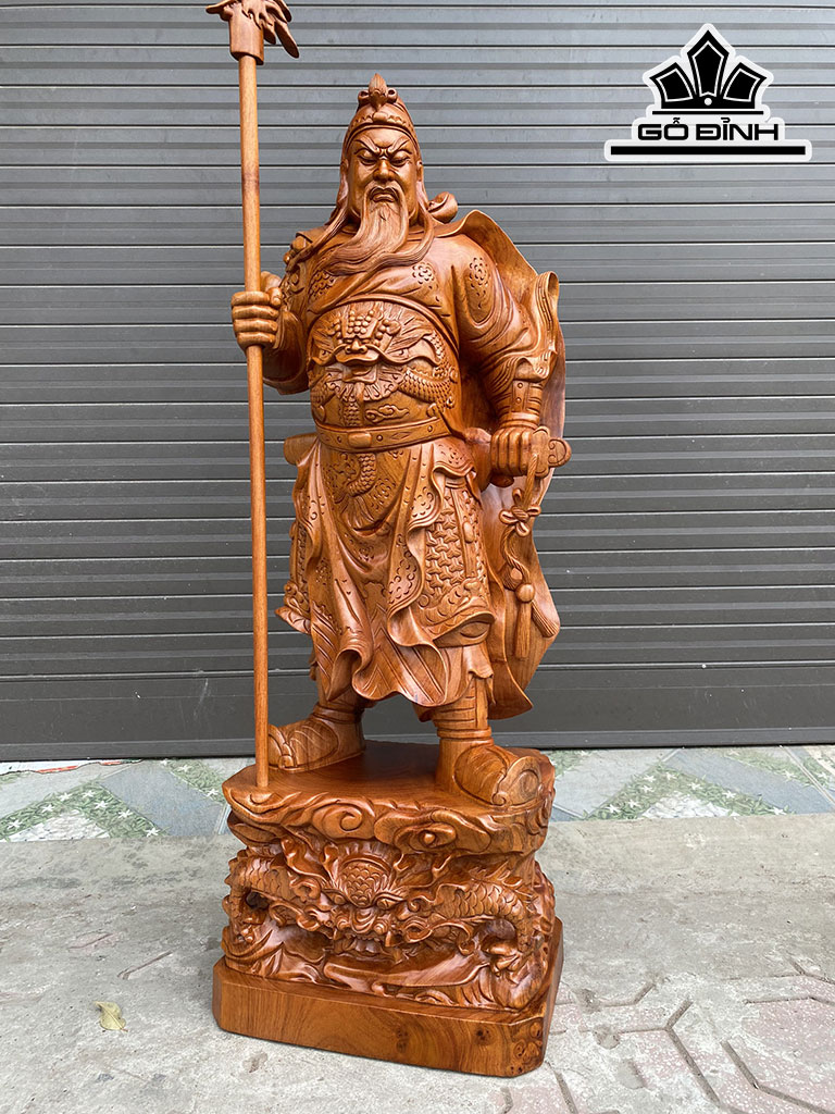 Tượng Quan Công Gỗ Hương Cao 100 Ngang 36 Sâu 24 (cm)