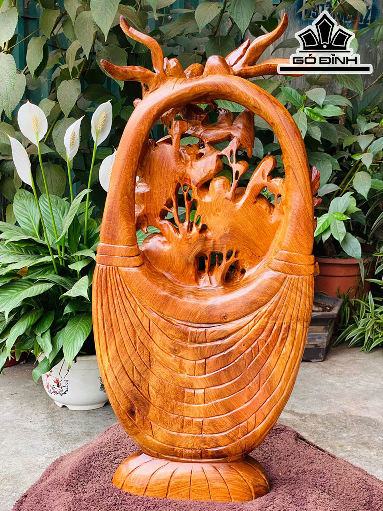 Giỏ Hoa Cúc Gỗ Hương Cao 66 Ngang 30 Sâu 10 (cm)