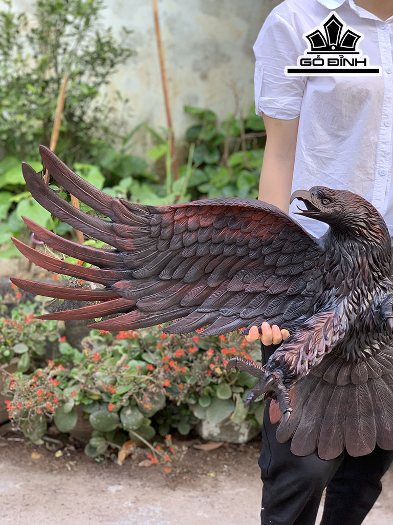 Tượng Đại Bàng Gỗ Trắc Cao 54 Ngang 123 Sâu 28 (cm)