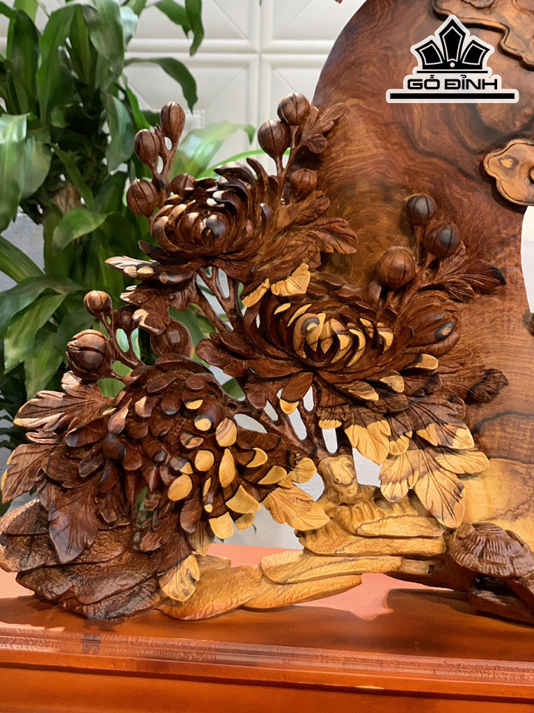 Tượng Phụng Hoàng Gỗ Cẩm Cao 58 Ngang 58 Sâu 12 (cm)