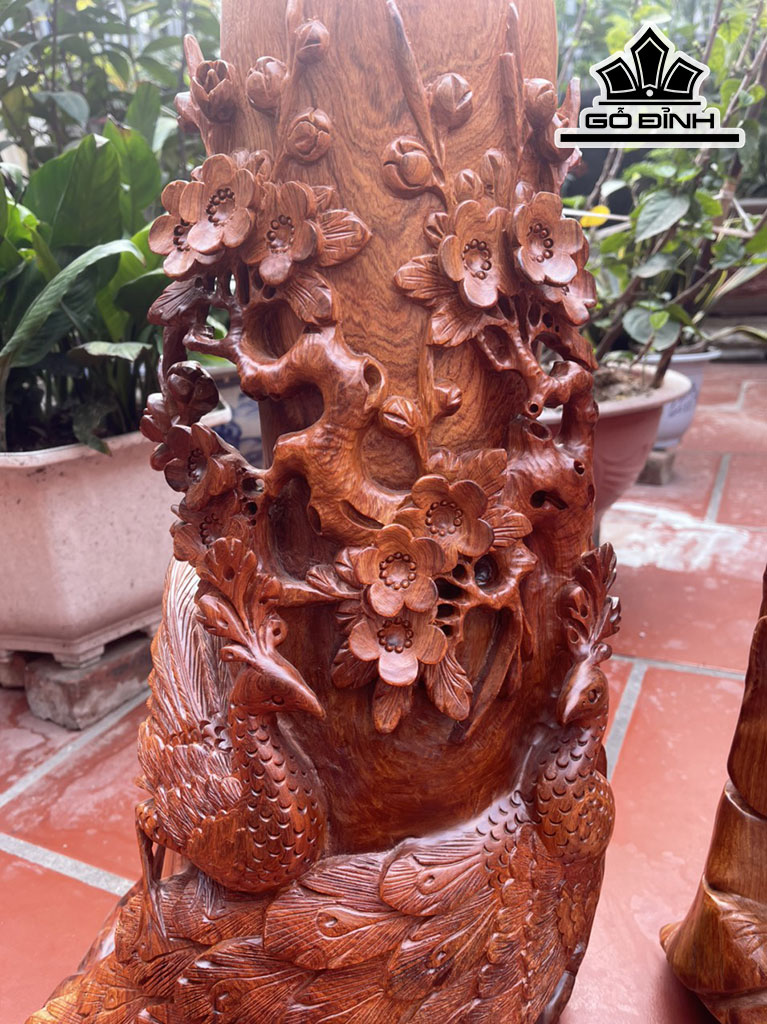 Lục Bình Chim Hoa Gỗ Hương Cao 70 Ngang 39 Sâu 28 (cm)