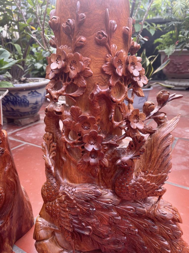 Lục Bình Chim Hoa Gỗ Hương Cao 70 Ngang 39 Sâu 28 (cm)