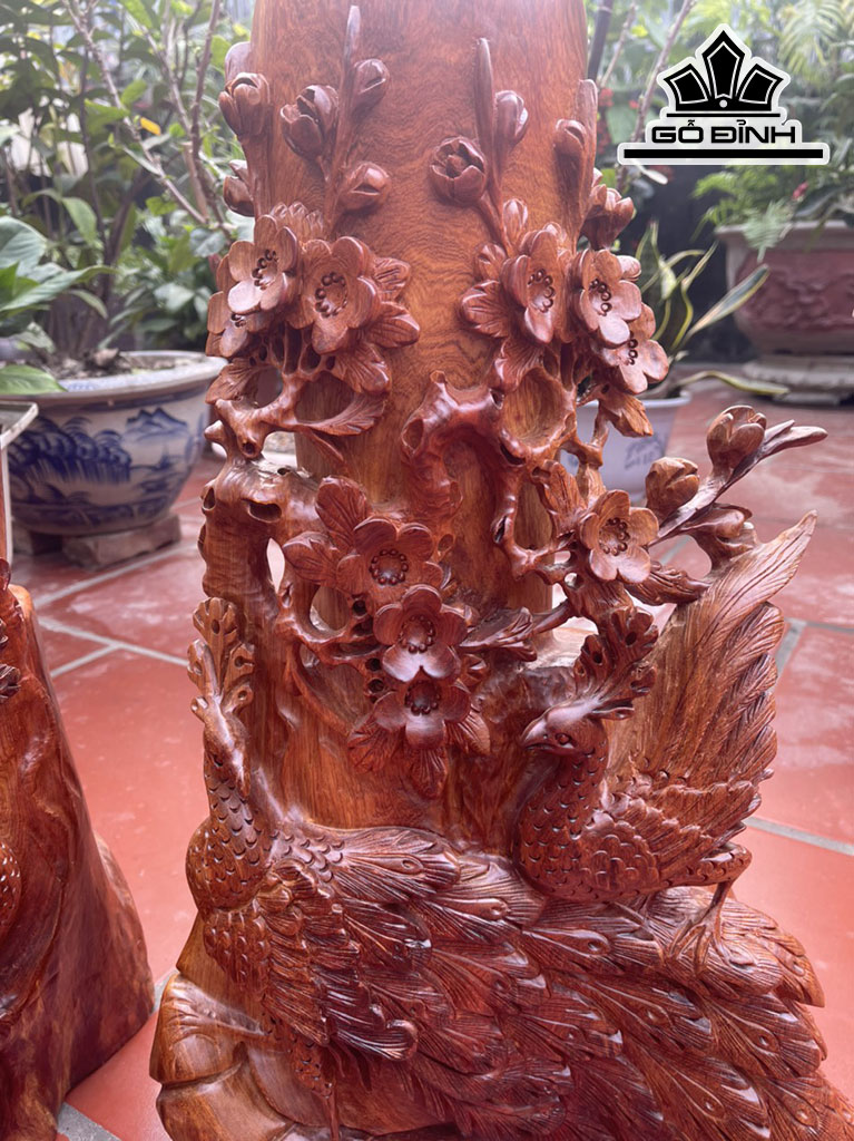 Lục Bình Chim Hoa Gỗ Hương Cao 70 Ngang 39 Sâu 28 (cm)