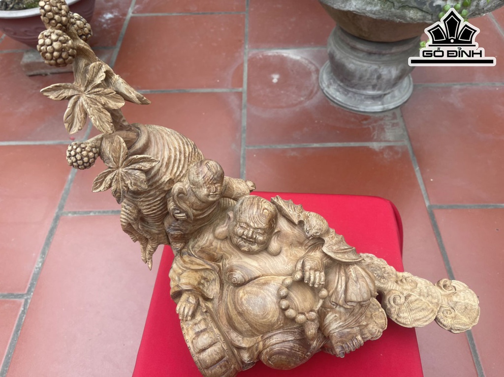 Tượng Phật Di Lặc Nhất Phúc Gỗ Ngọc Am Cao 41 Ngang 43 Sâu 27 (cm)