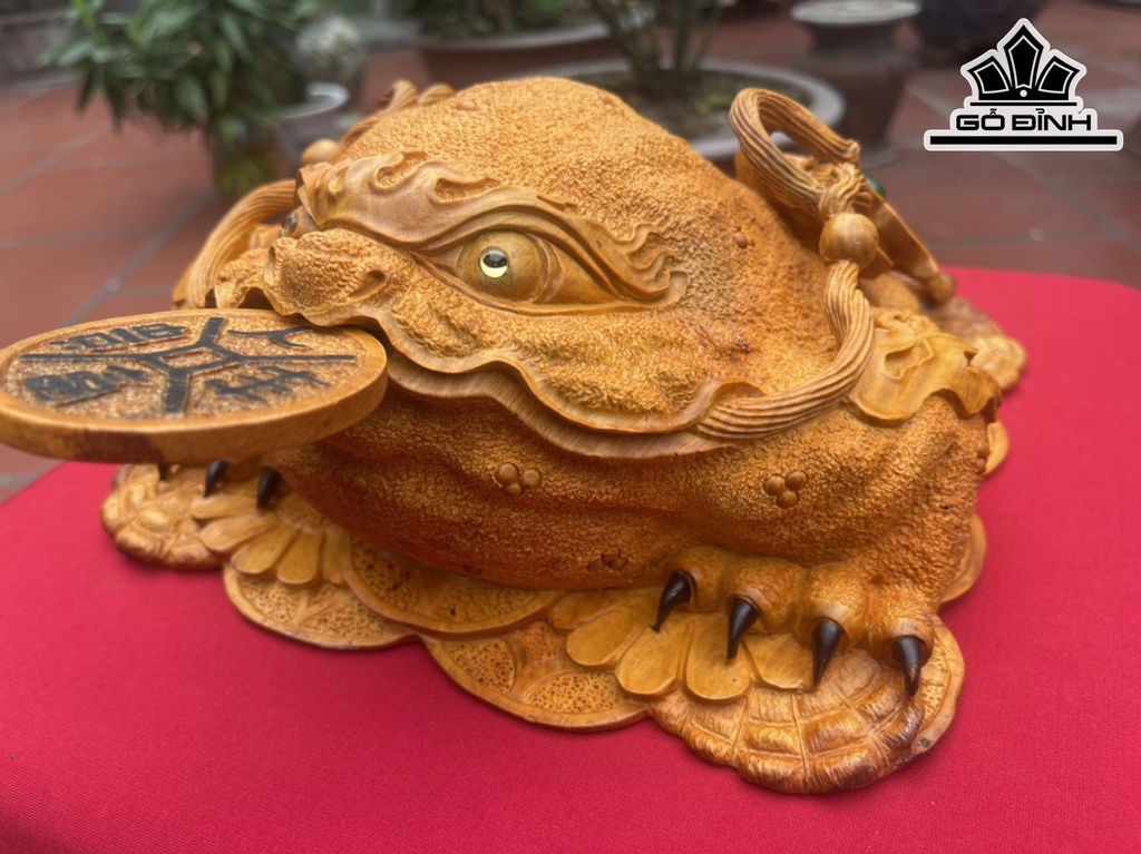 Tượng Thiềm Thừ Gỗ Hương Cao 12 Ngang 26 Sâu 26 (cm)