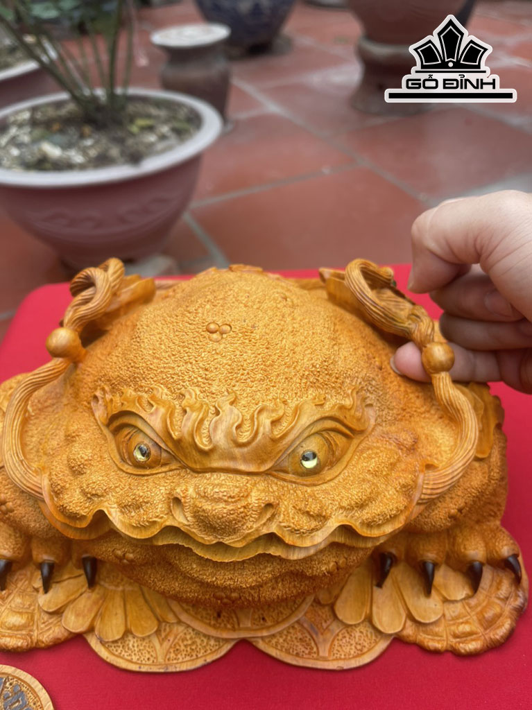 Tượng Thiềm Thừ Gỗ Hương Cao 12 Ngang 26 Sâu 26 (cm)