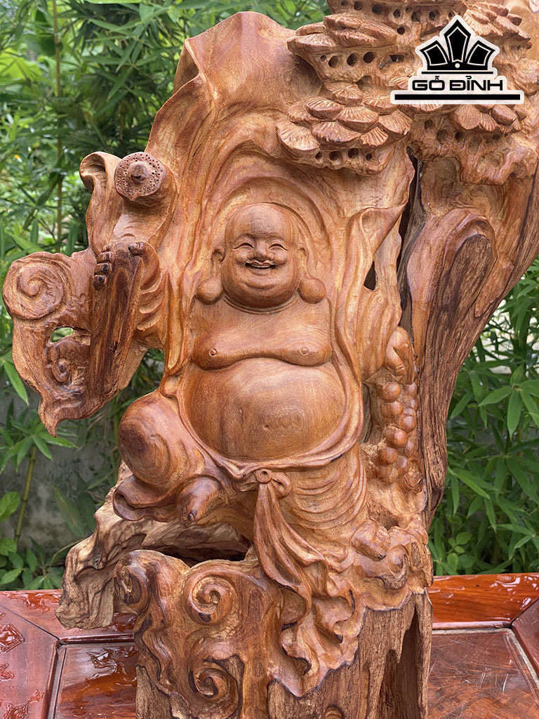 Tượng Phật Di Lặc Gỗ Ngọc Am Cao 68 Ngang 46 Sâu 45 (cm)