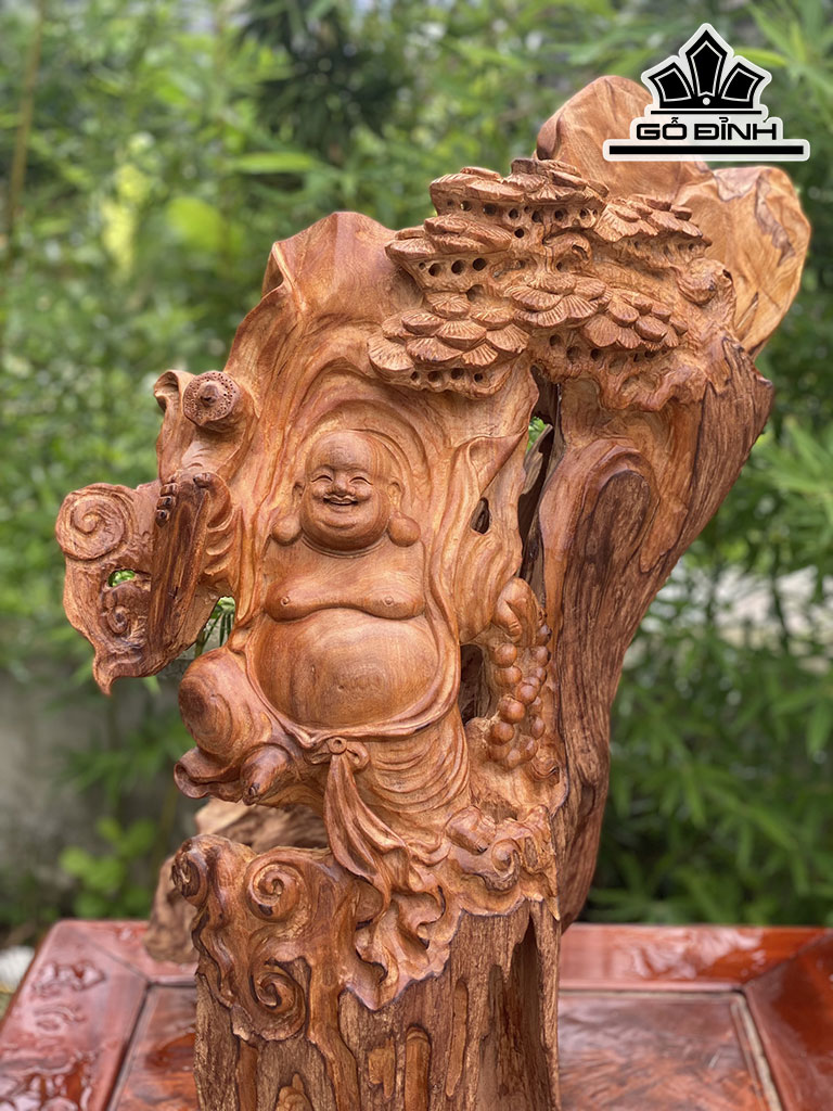 Tượng Phật Di Lặc Gỗ Ngọc Am Cao 68 Ngang 46 Sâu 45 (cm)