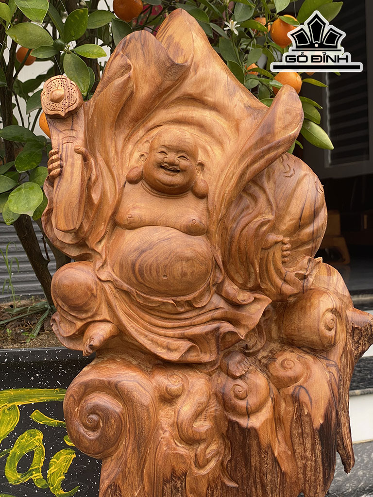 Tượng Phật Di Lặc Gỗ Ngọc Am Cao 70 Ngang 33 Sâu 24 (cm)