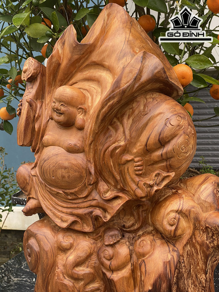 Tượng Phật Di Lặc Gỗ Ngọc Am Cao 70 Ngang 33 Sâu 24 (cm)