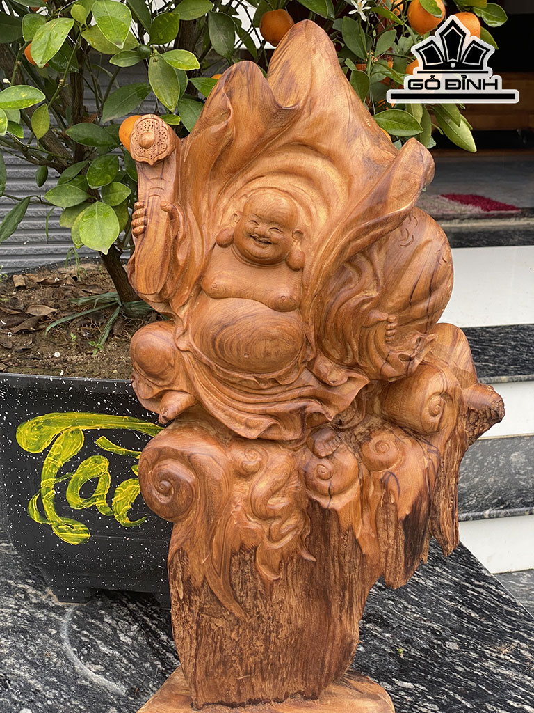 Tượng Phật Di Lặc Gỗ Ngọc Am Cao 70 Ngang 33 Sâu 24 (cm)