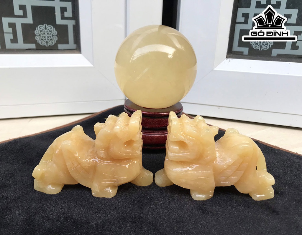 [Combo Tài Lộc Viên Mãn] Đôi Thiên Lộc Đá Ngọc Hoàng Long Cao 10,5 Ngang 7 Sâu 3,5 (cm) 1,03kg