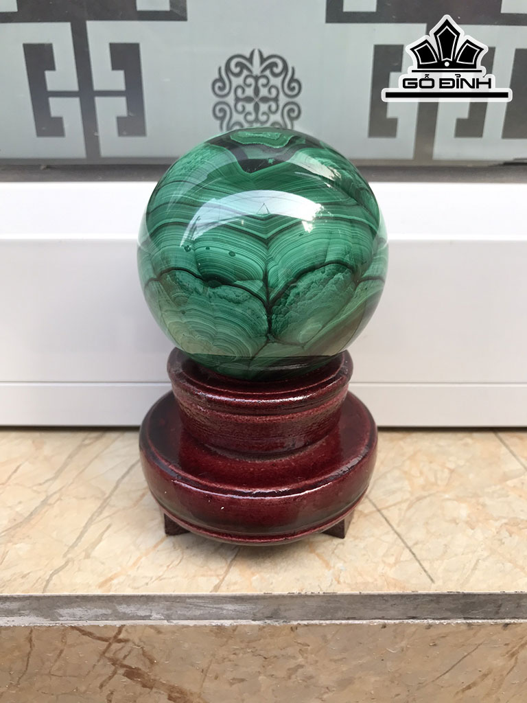 Bi Cầu Đá Lông Công (Malachite) Đường Kính 6,8 (cm) 0,63kg