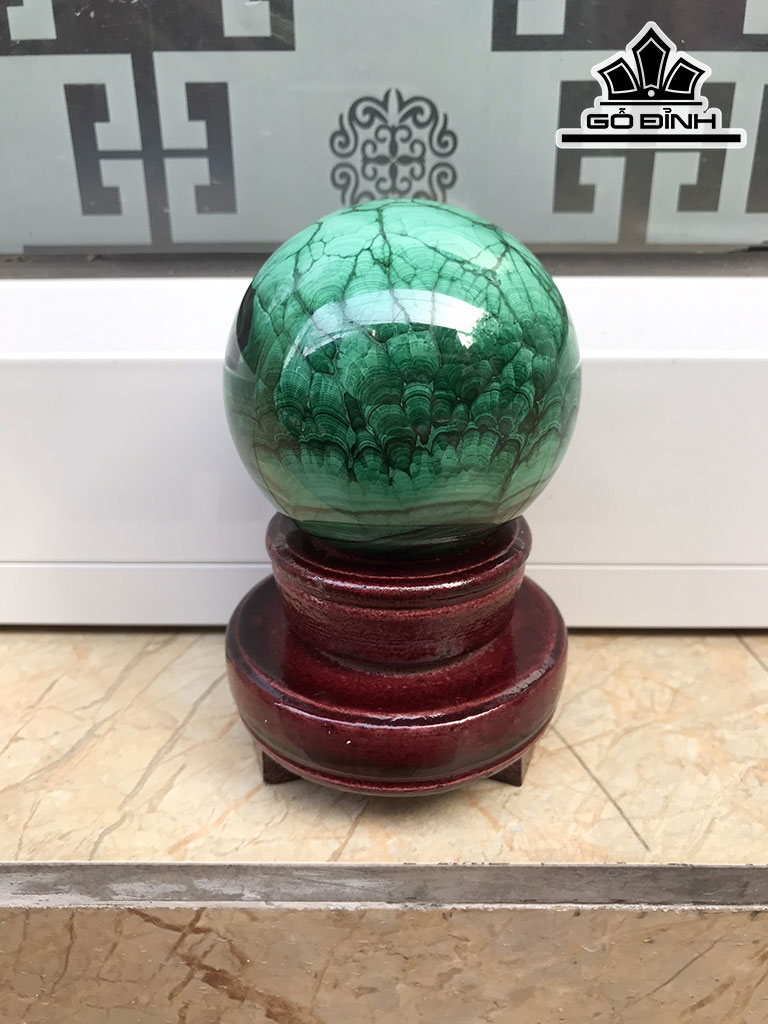 Bi Cầu Đá Lông Công (Malachite) Đường Kính 6,8 (cm) 0,63kg