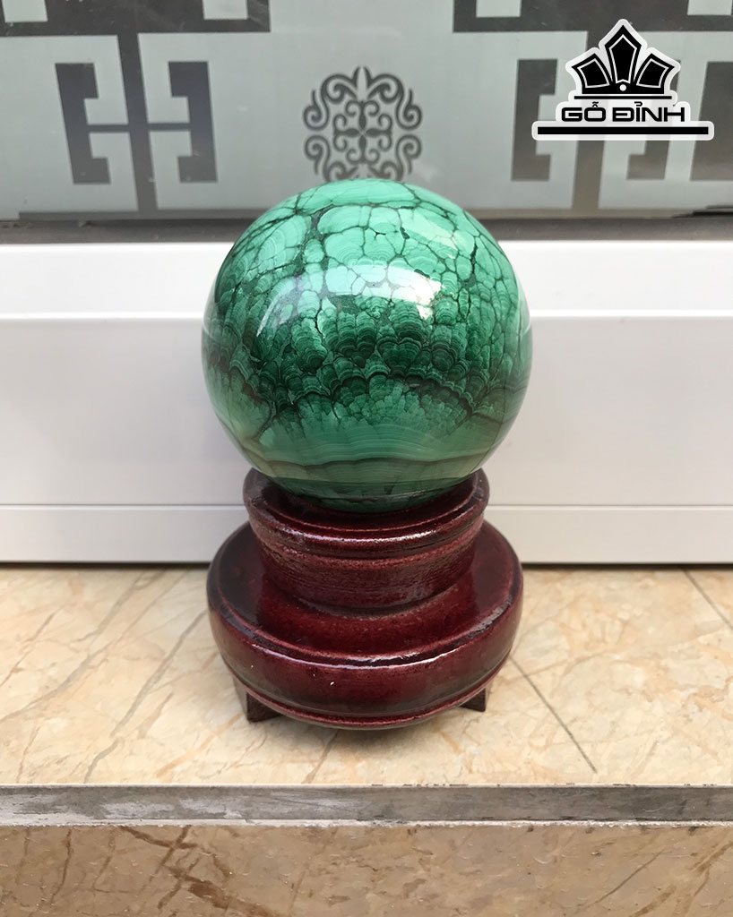 Bi Cầu Đá Lông Công (Malachite) Đường Kính 6,8 (cm) 0,63kg
