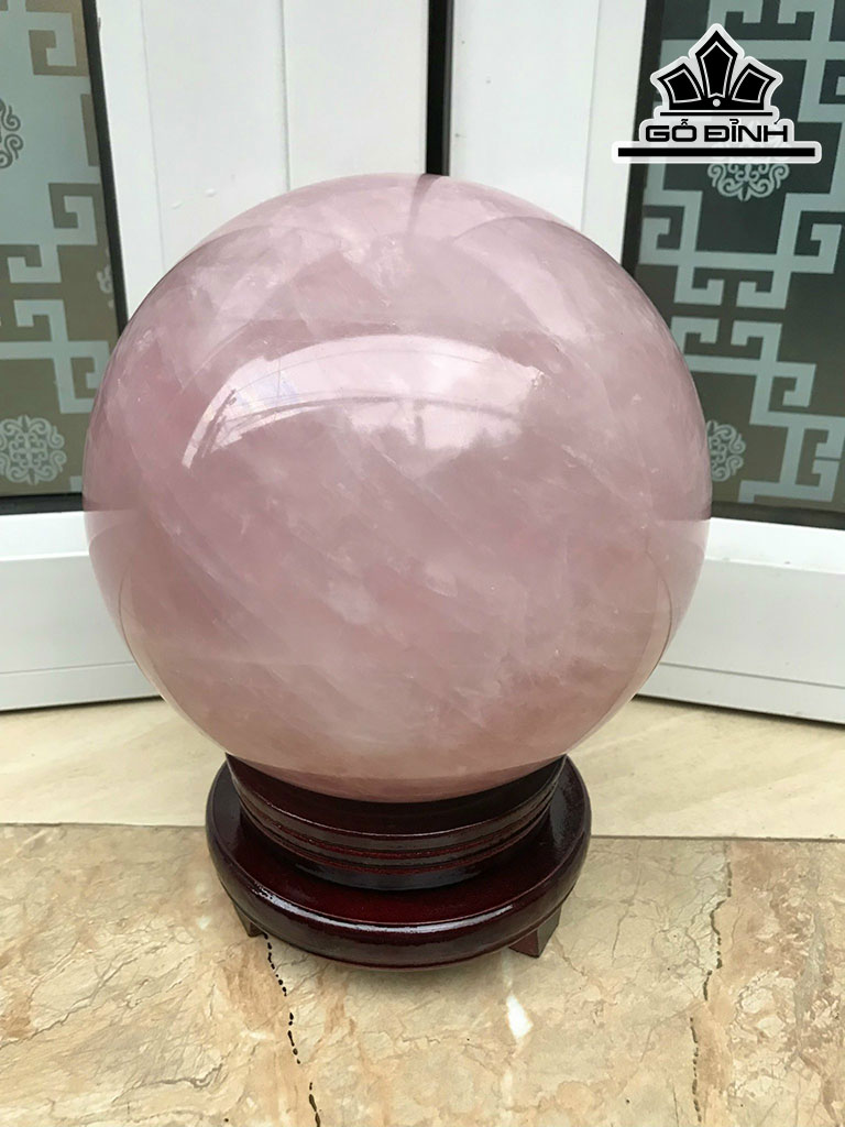 Bi Cầu Đá Thạch Anh Hồng Đường Kính 18 (cm) 8,39kg