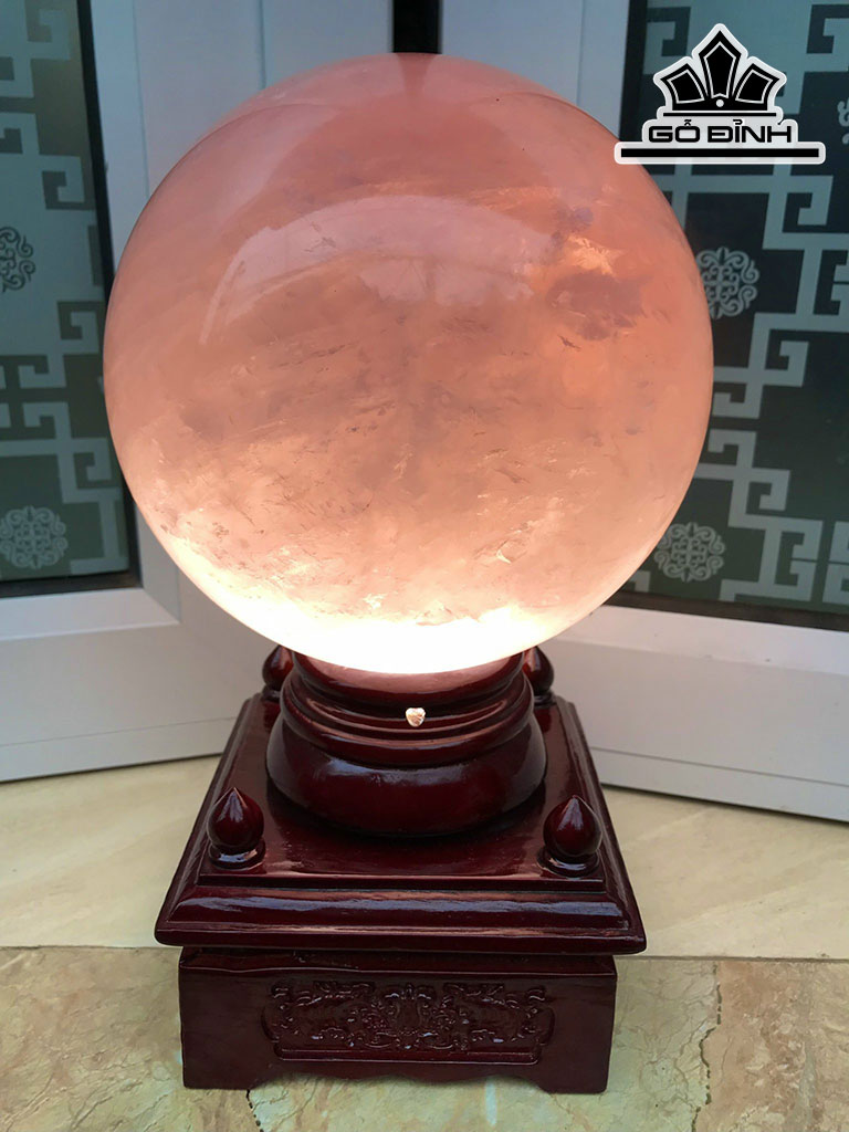 Bi Cầu Đá Thạch Anh Hồng Đường Kính 18 (cm) 8,39kg