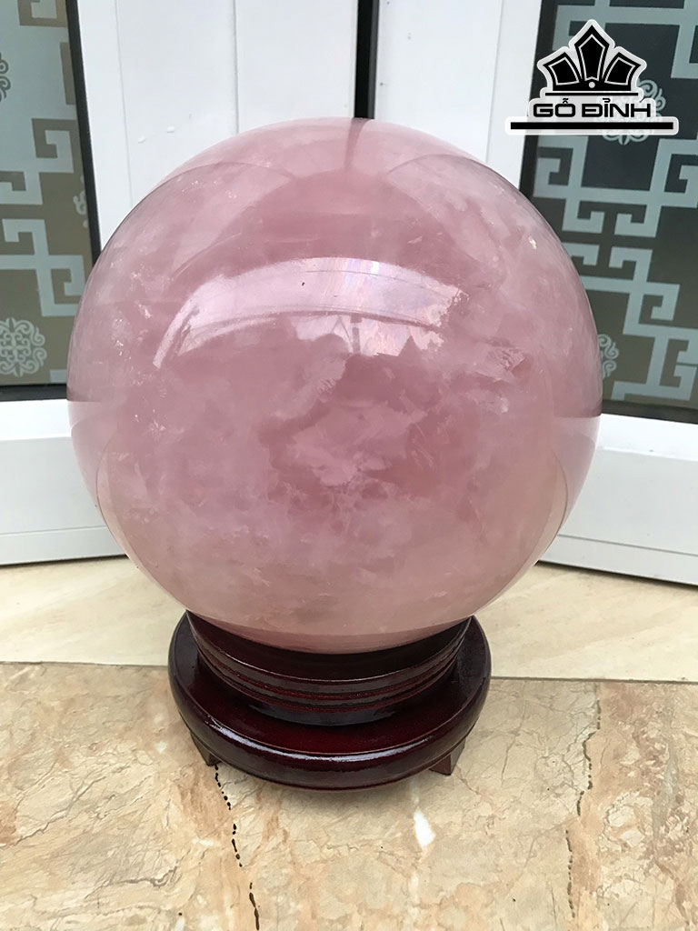 Bi Cầu Đá Thạch Anh Hồng Đường Kính 18 (cm) 8,39kg