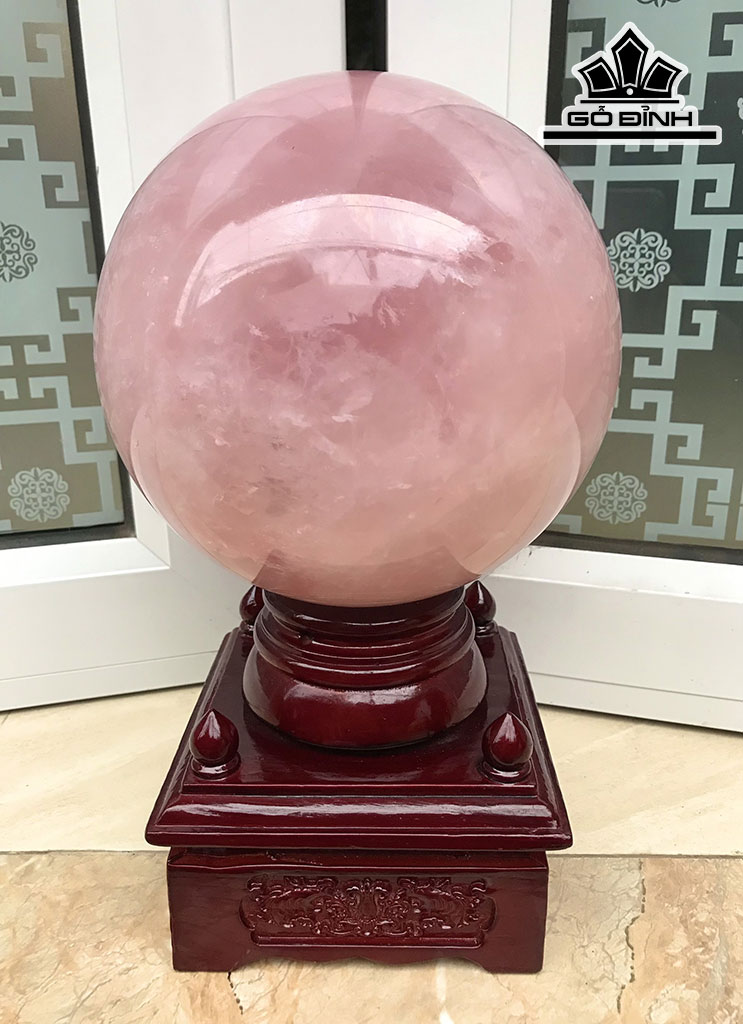Bi Cầu Đá Thạch Anh Hồng Đường Kính 18 (cm) 8,39kg